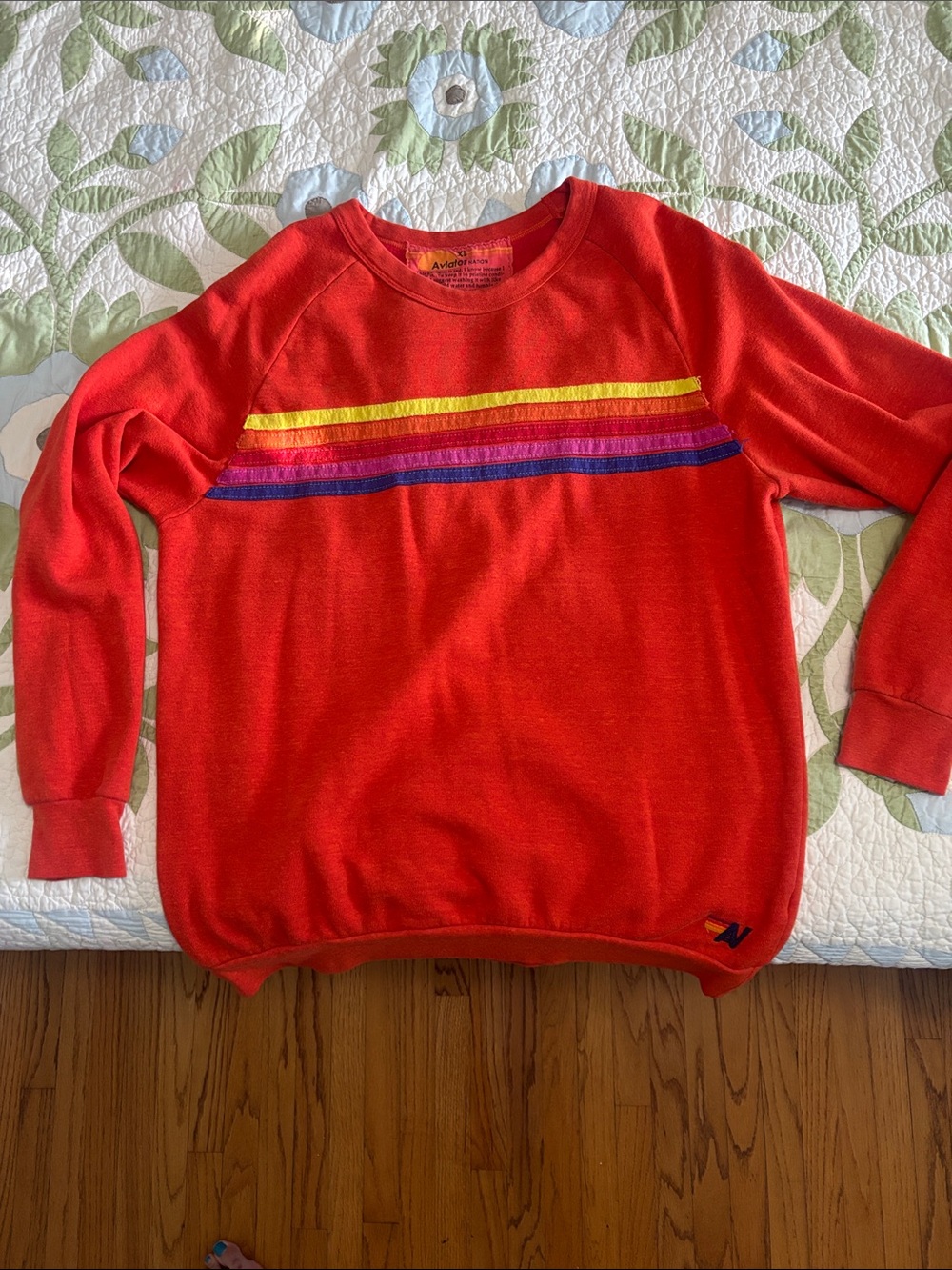 Aviator Nation 5 Stripe Crew Neck Sweatshirt Unisex XL EUC